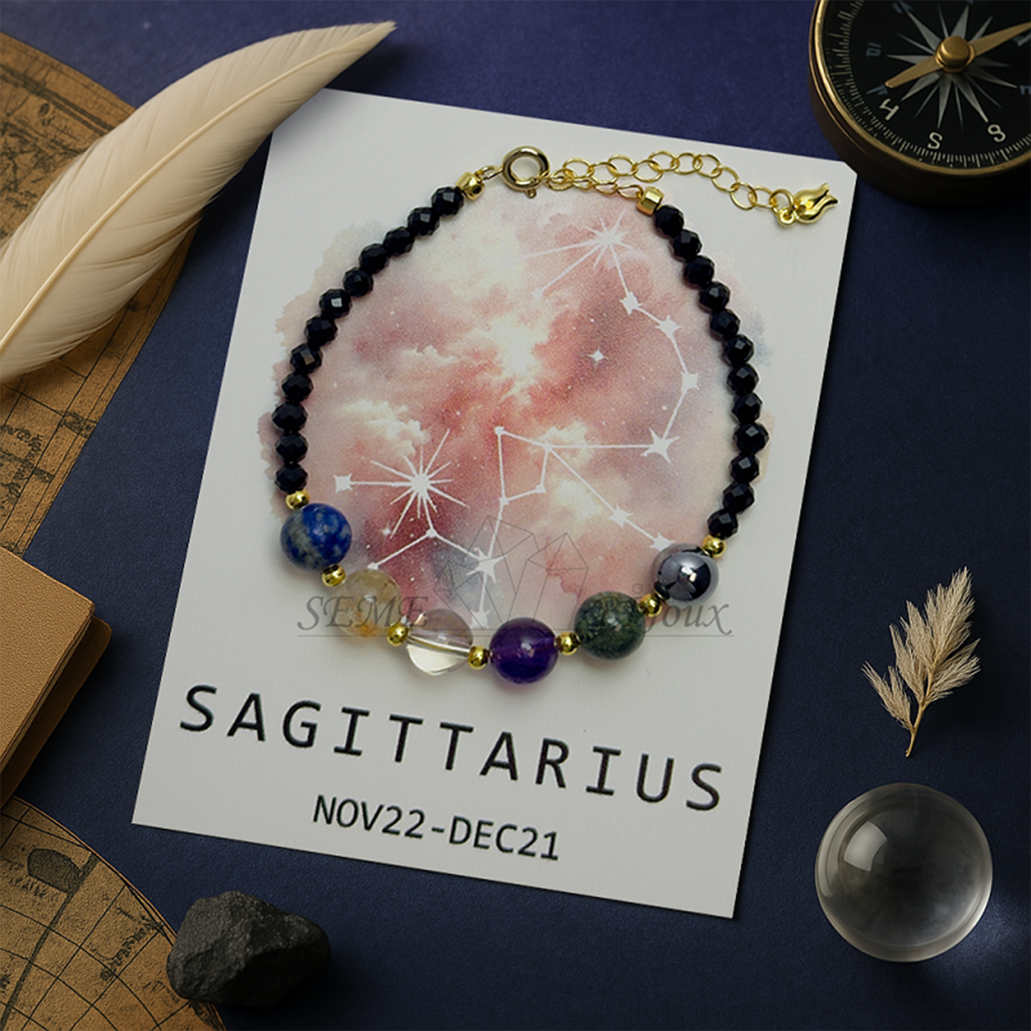 Bracelet astrologique Sagittaire – Pierre d’aventure et de vérité – Signe du Zodiaque