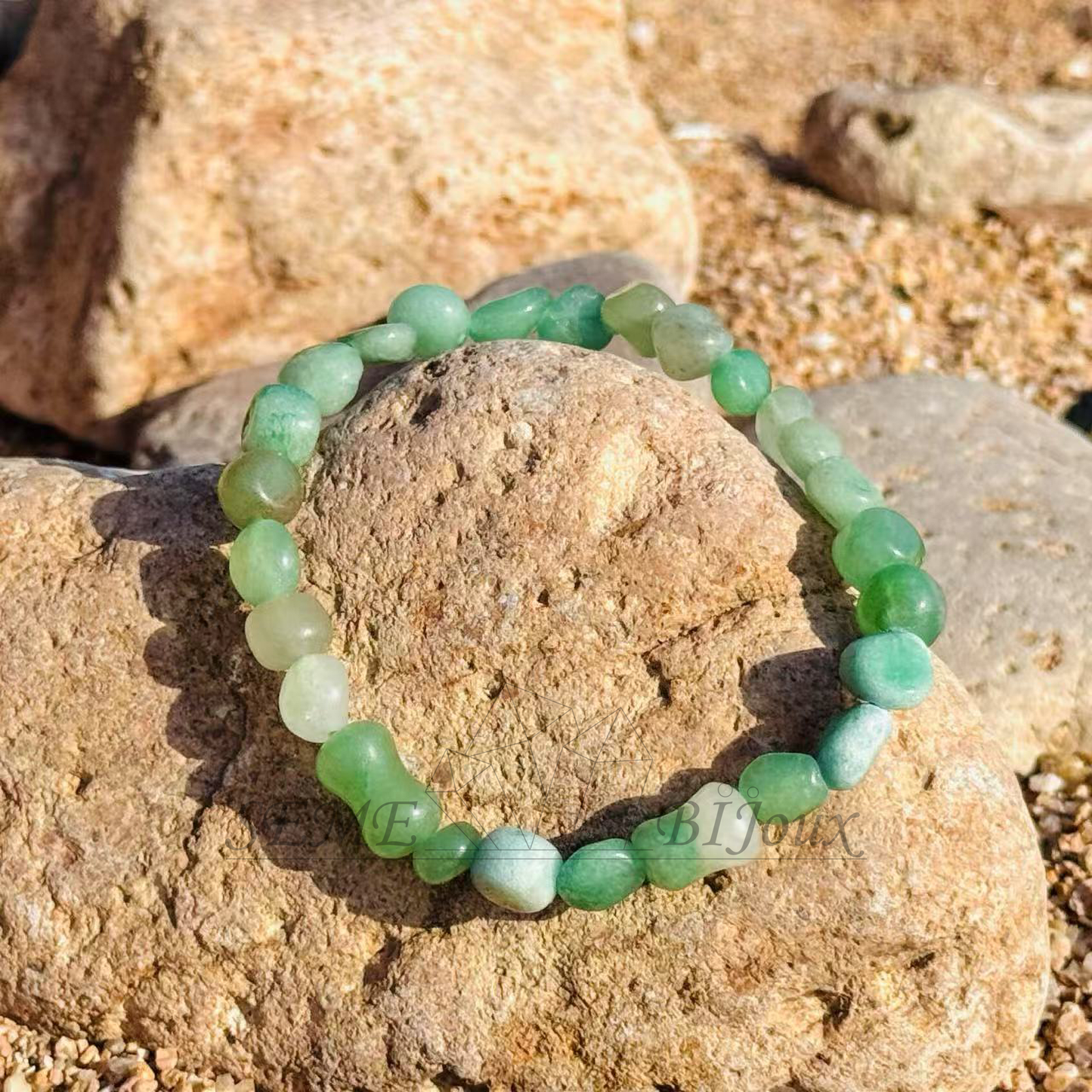 Bracelet en pierres naturelles - Aventurine verte plate 8mm