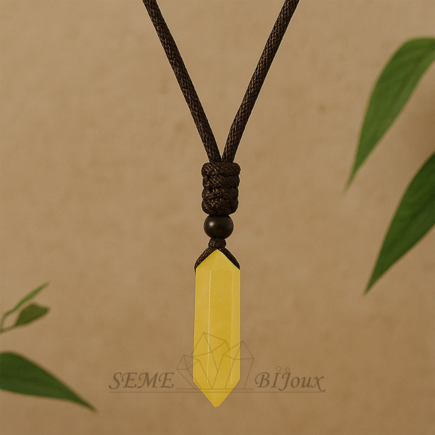 Pendentif en Cristal Naturel Pointe Double Citrine dorée Joie & Abondance