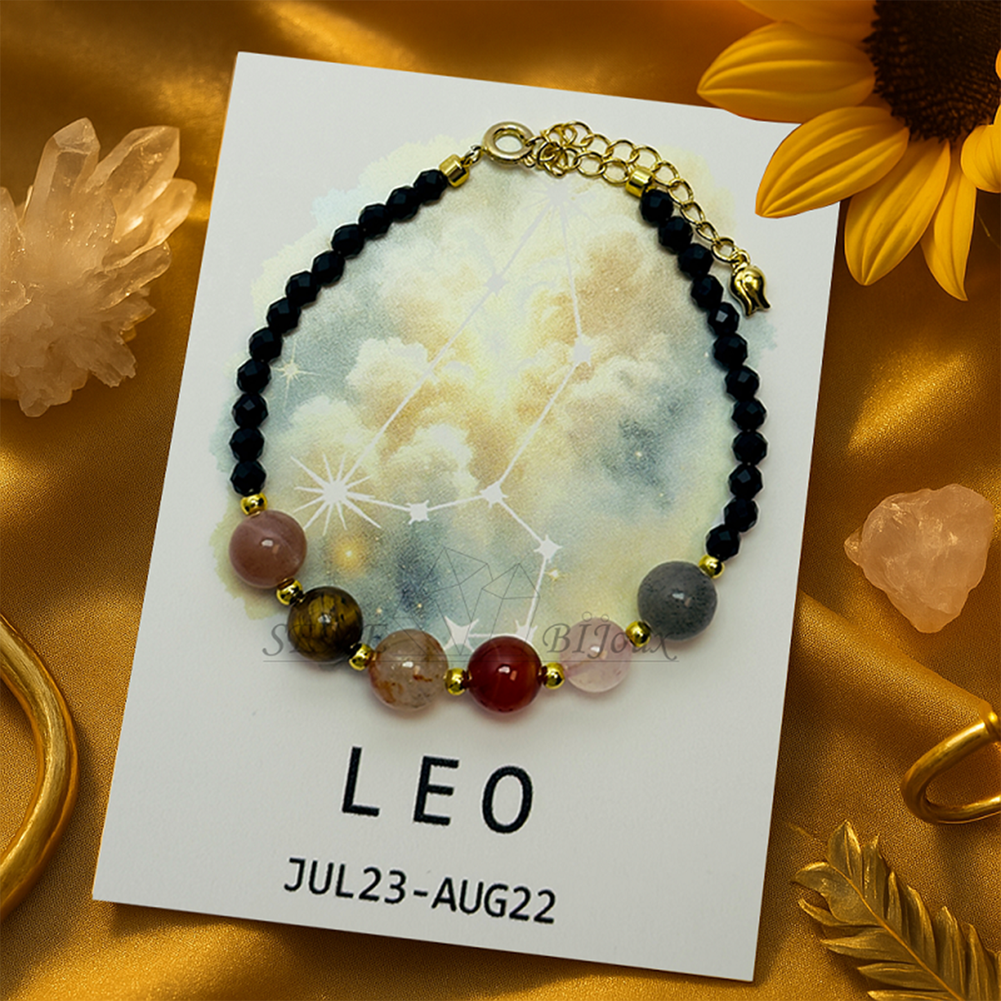 Bracelet astrologique Lion – Pierre de confiance et rayonnement personnel – Signe du Zodiaque