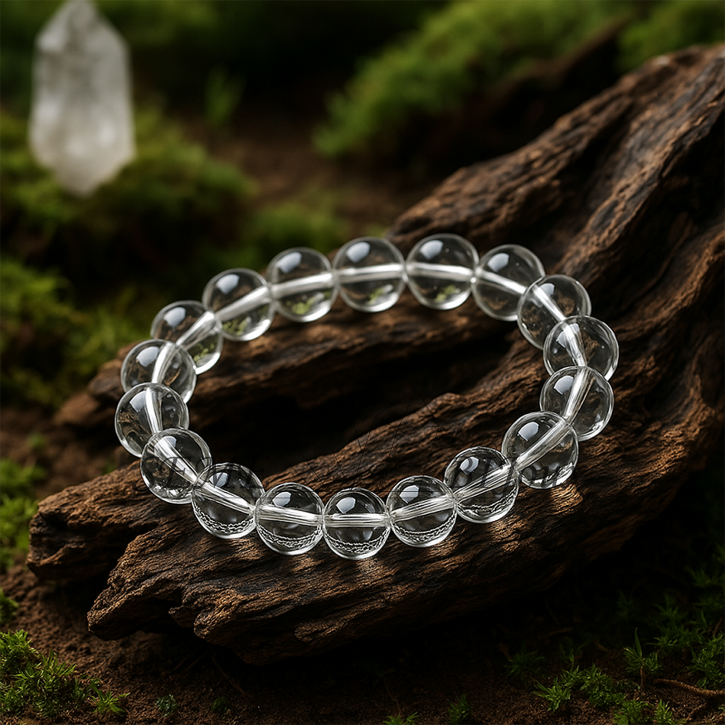 Bracelet en Cristal de Roche Naturel – Perles Ronde 8MM Transparence Pure