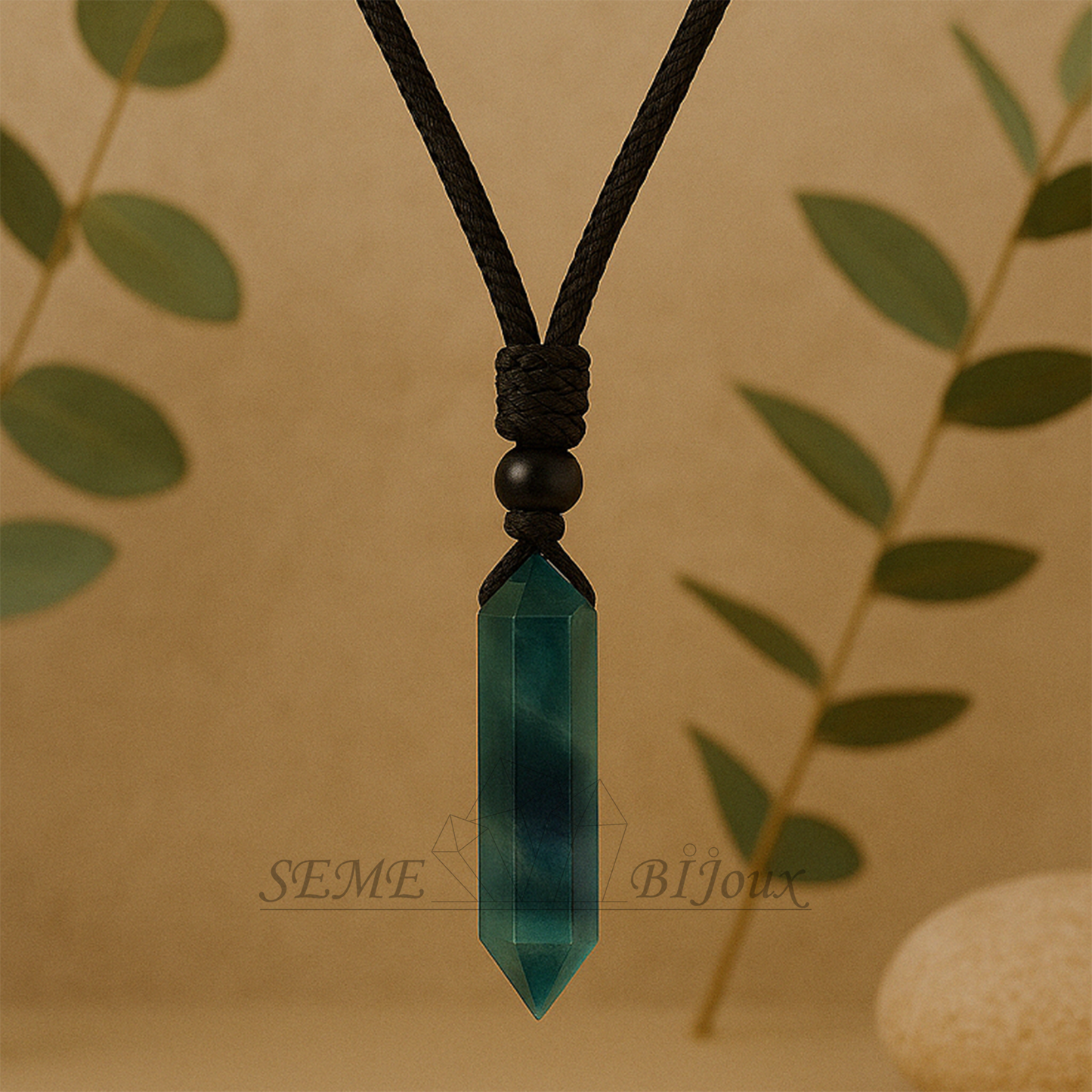 Pendentif en Cristal Naturel Pointe Double Fluorite violette Clarté mentale & Protection