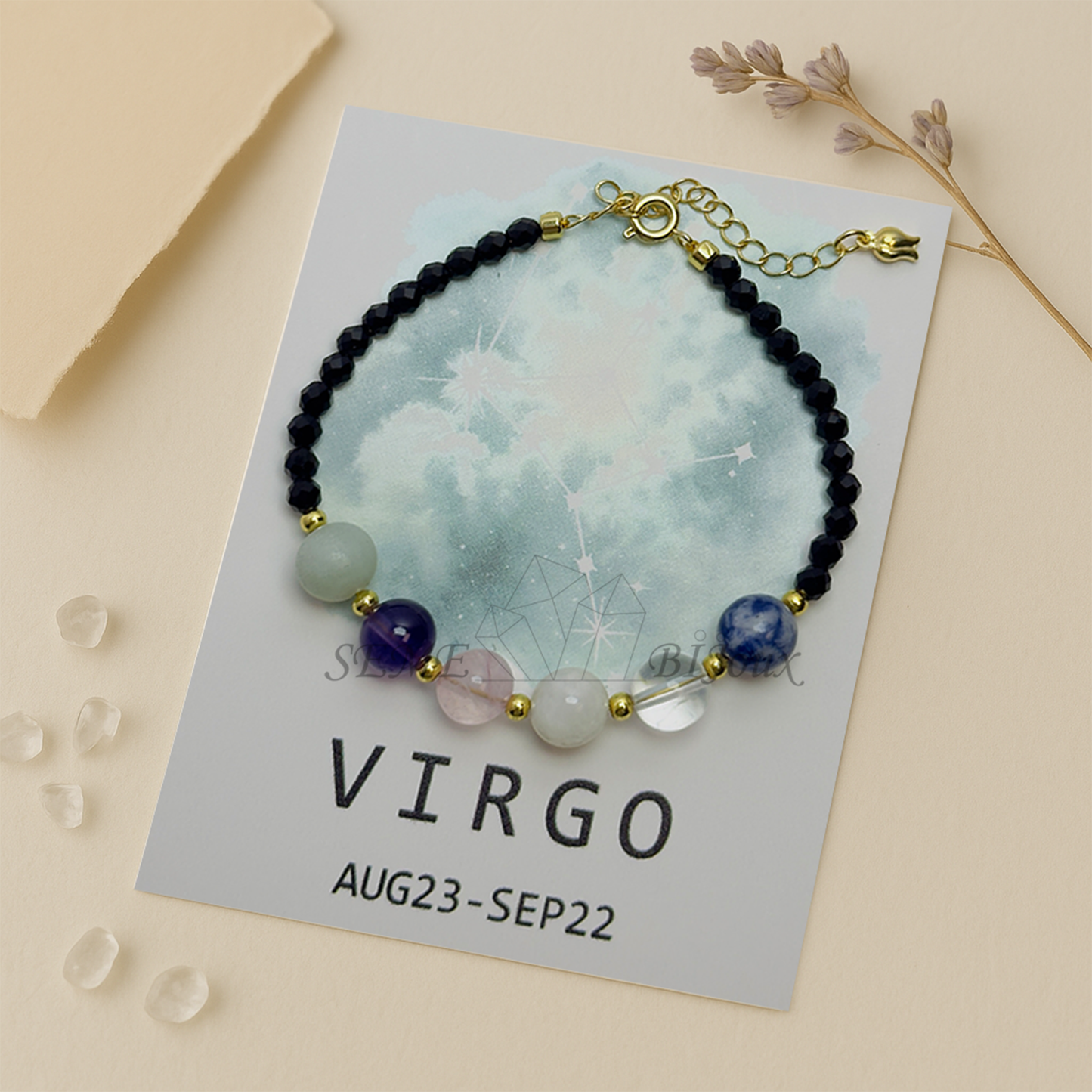 Bracelet astrologique Vierge – Pierre de clarté et d’harmonie – Signe du Zodiaque