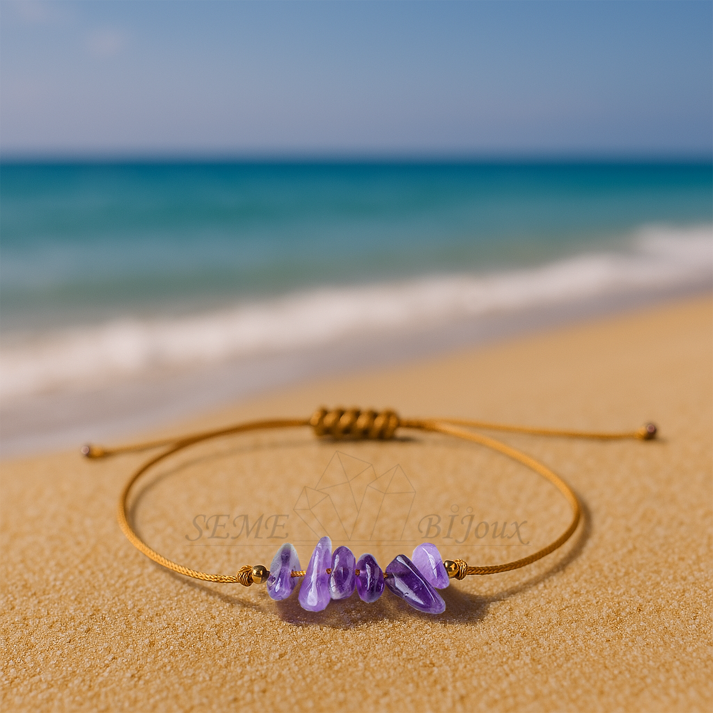 Bracelet bohème pierre violette brute – Calme et clarté intérieure