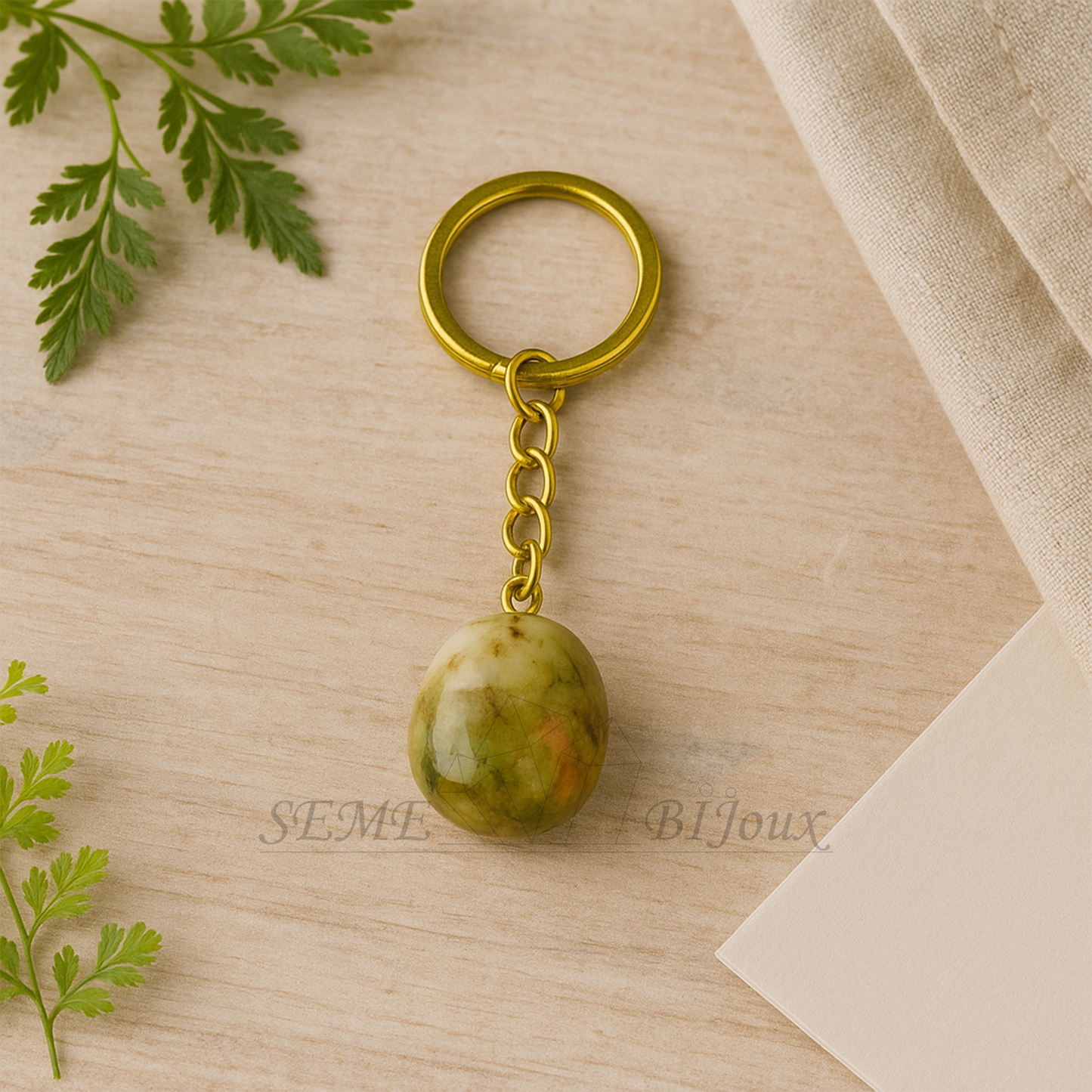 Porte-clés en pierre naturelle | Pierre Amazonite Expression & Sérénité
