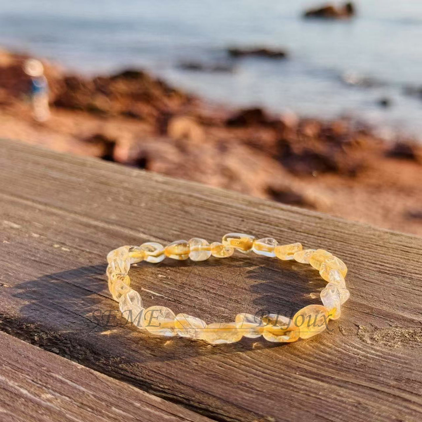 Bracelet en pierres naturelles - Citrine plate 8mm