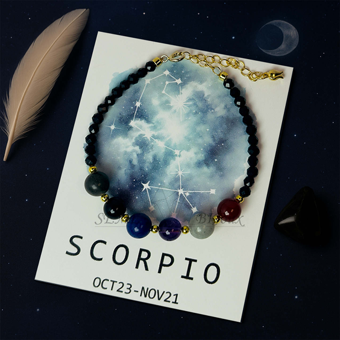 Bracelet astrologique Scorpion – Pierre de protection et d’intuition – Signe du Zodiaque
