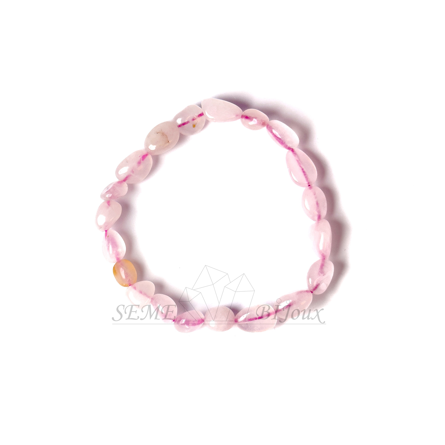 Bracelet en pierres naturelles - Quartz rose plat 8mm