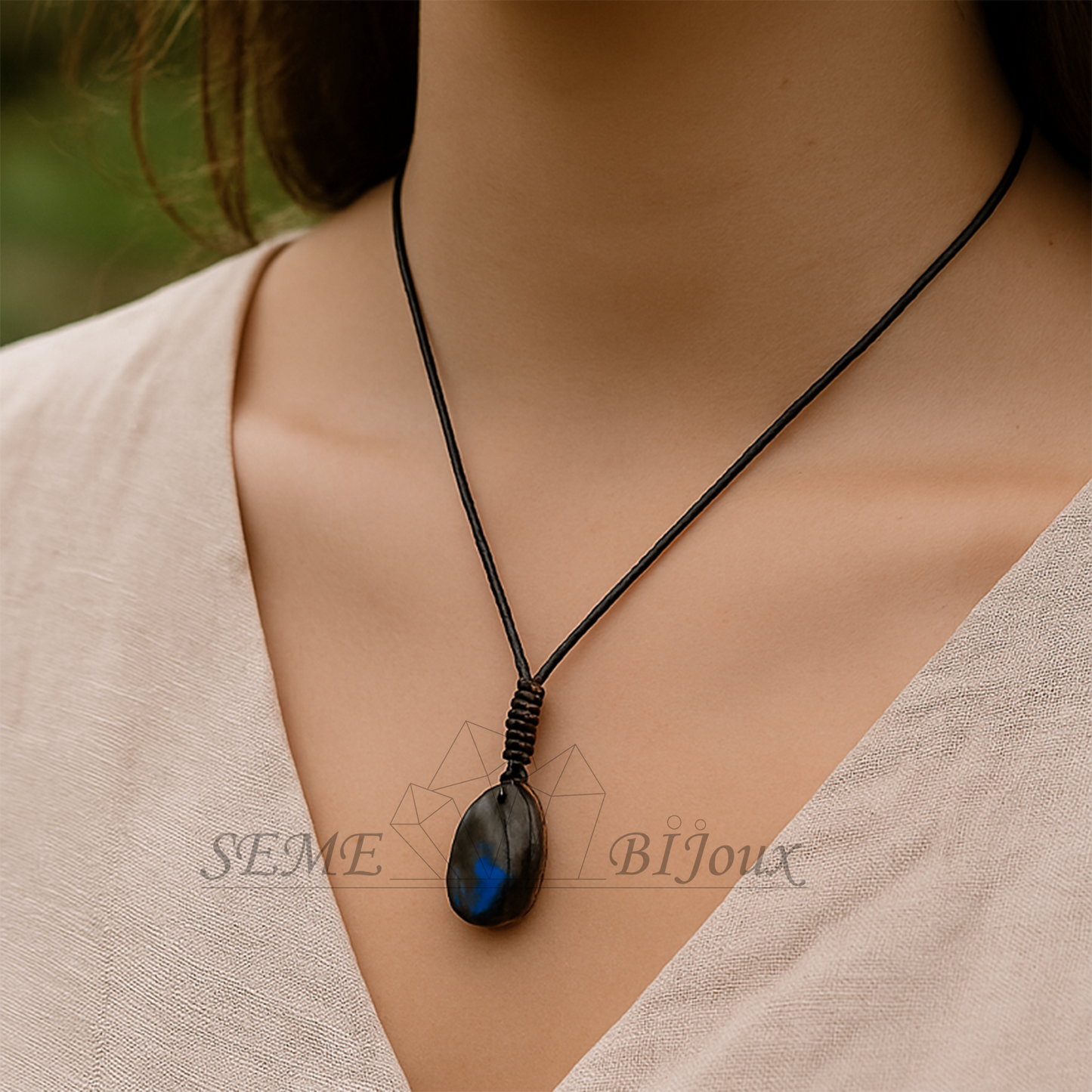 Pendentif en Labradorite naturelle bleue | Pierre de protection