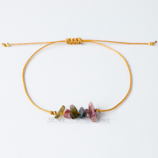 Bracelet bohème tourmaline brute – Équilibre et protection