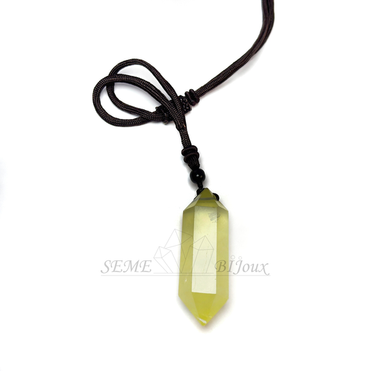Pendentif en Cristal Naturel  Pointe Double Citrine dorée Joie & Abondance