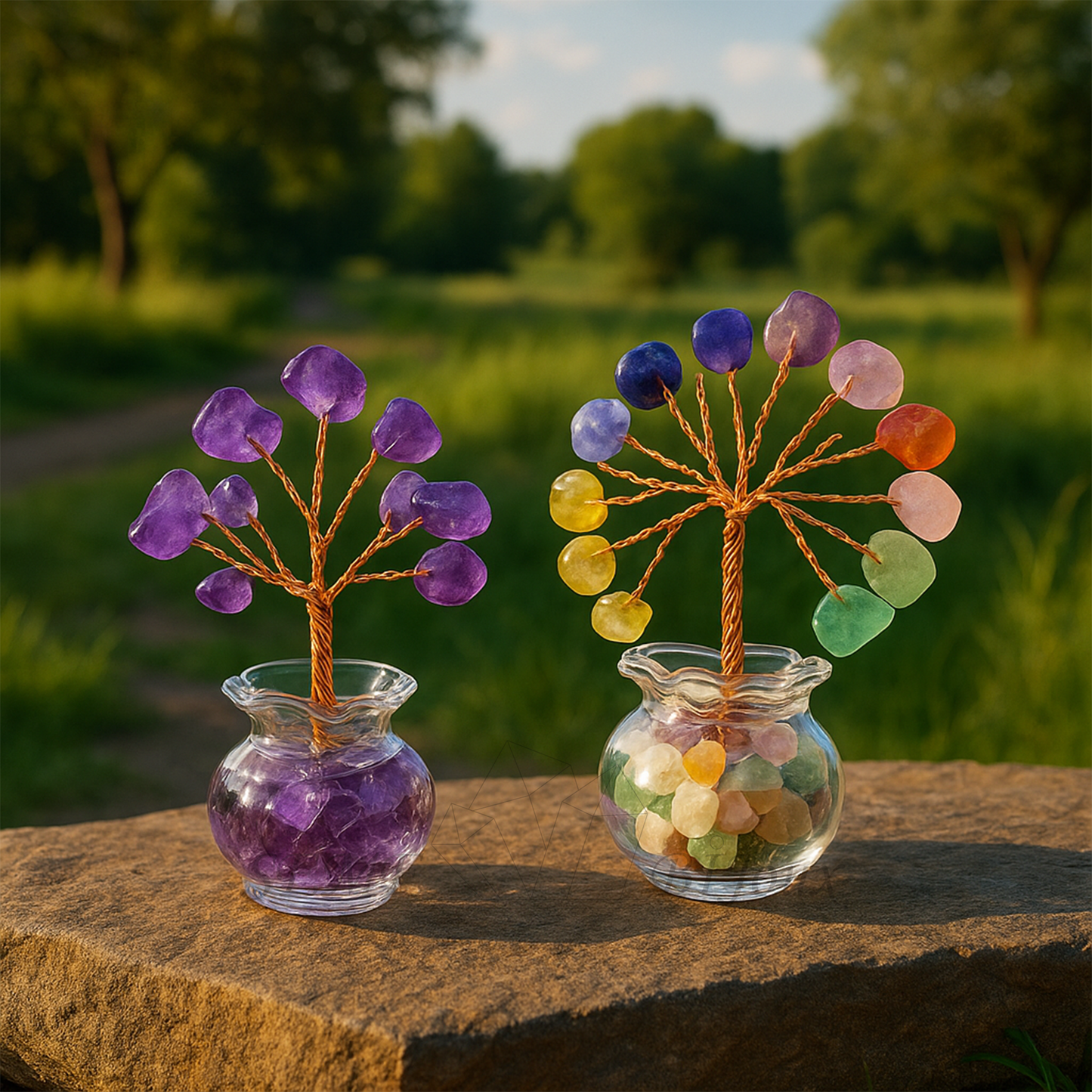 Petit arbre énergétique en améthyste naturelle ｜ Cristaux taillés à la main dans un bocal en verre ｜ 4 cm