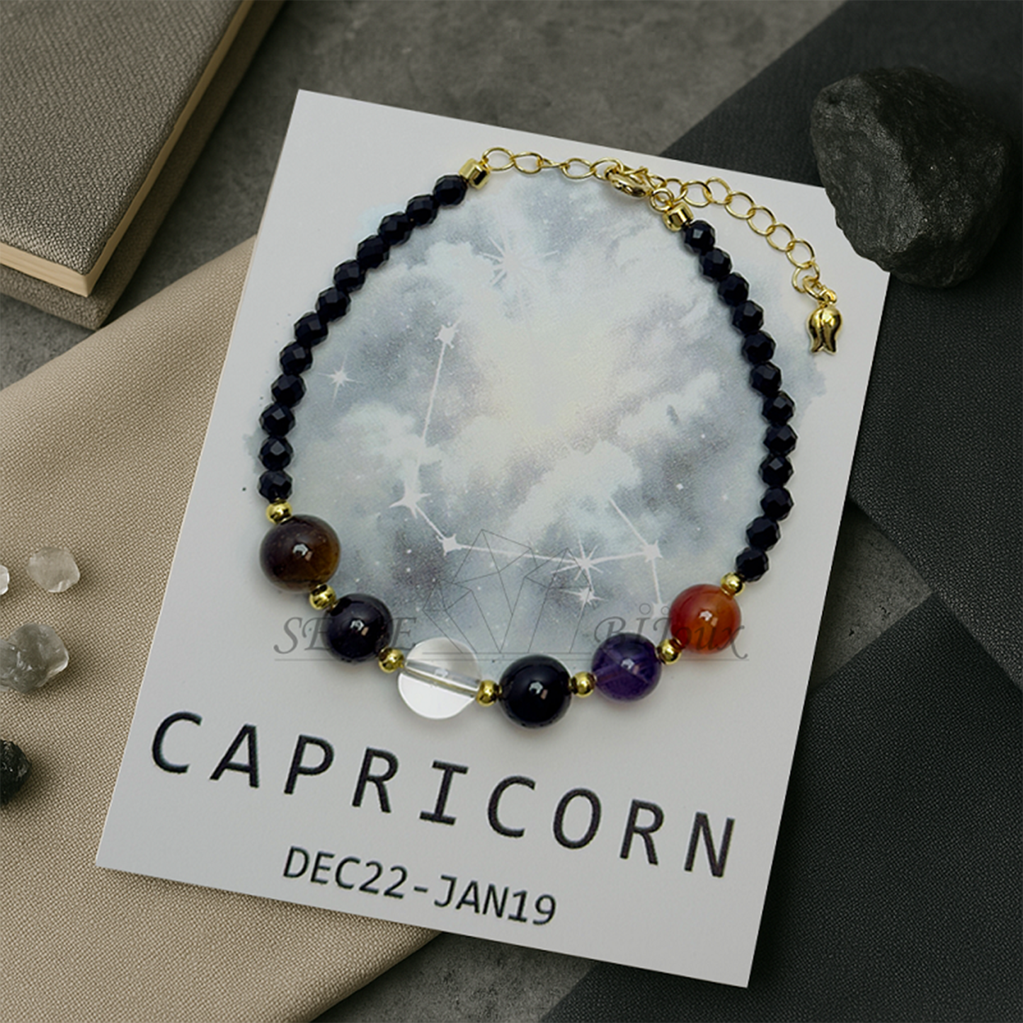 Bracelet astrologique Capricorne – Pierre d’ambition et de stabilité – Signe du Zodiaque