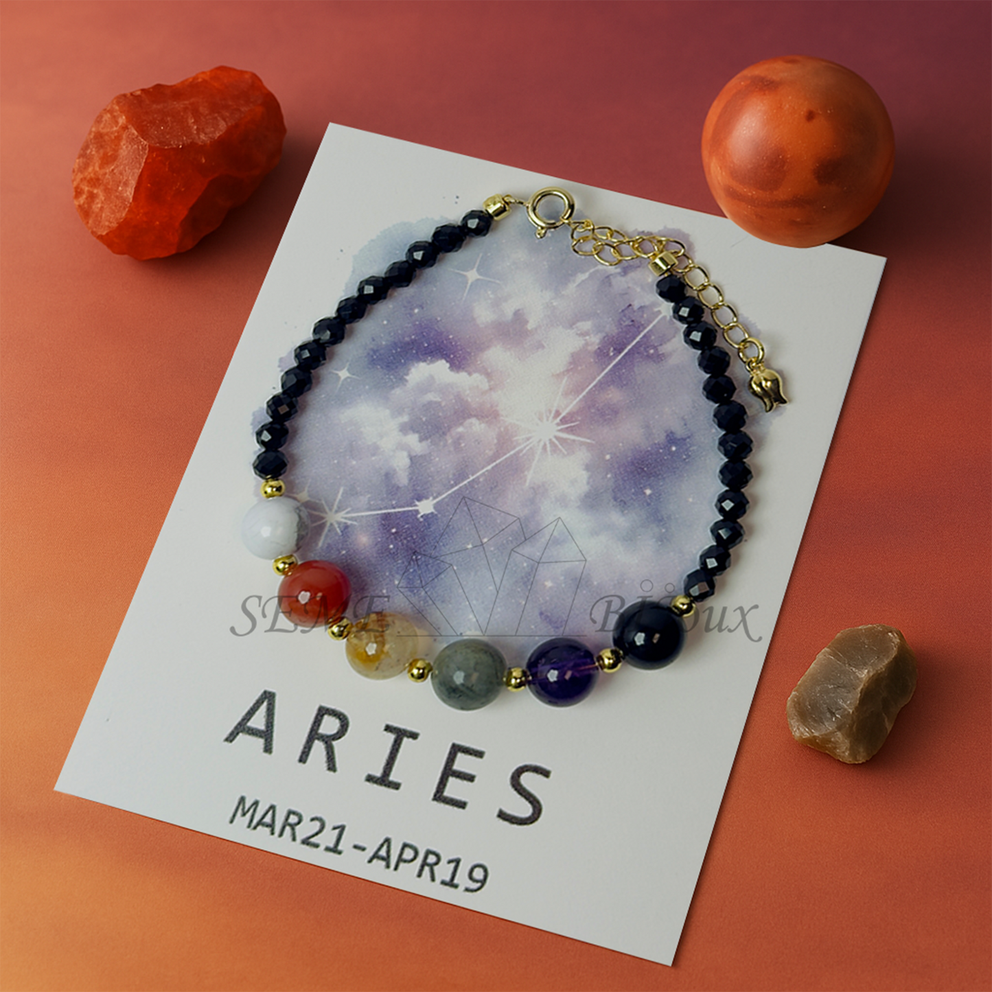 Bracelet astrologique Bélier – Pierre d’énergie et d’impulsion – Signe du Zodiaque