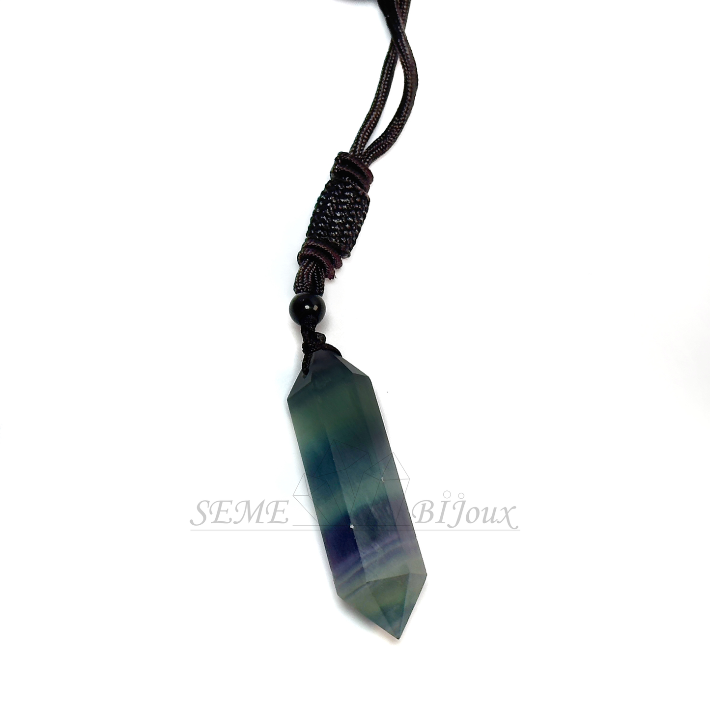 Pendentif en Cristal Naturel  Pointe Double Fluorite violette Clarté mentale & Protection