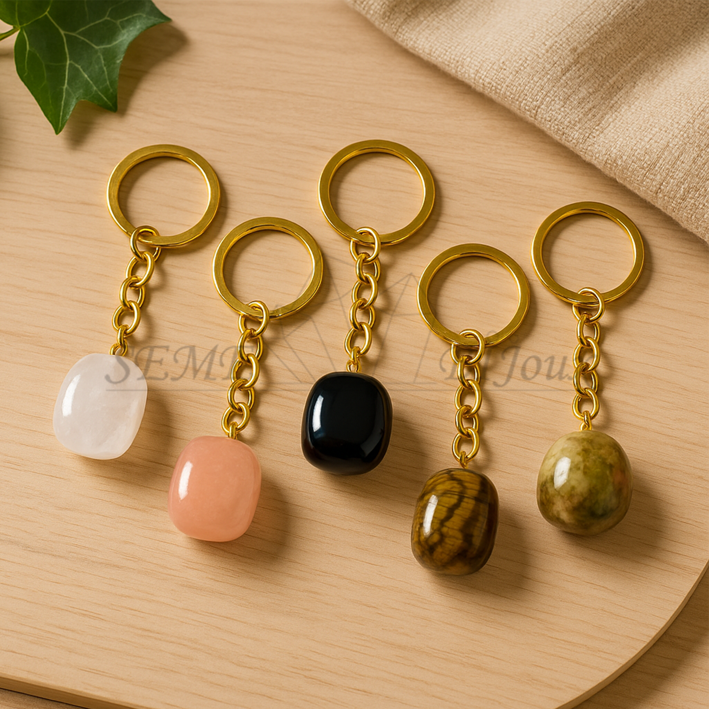 Porte-clés en pierre naturelle | Obsidienne noire Protection & Ancrage