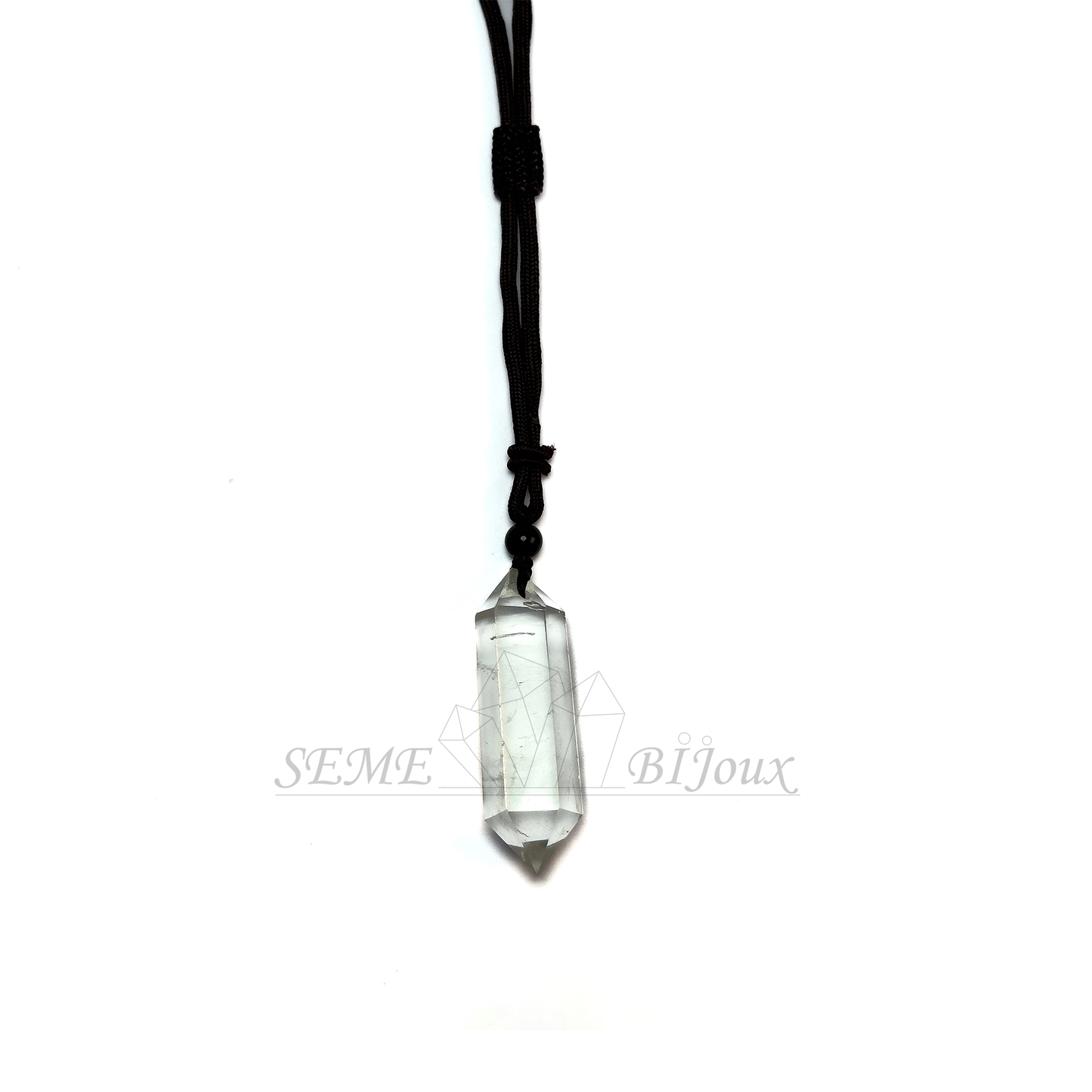 Pendentif en Cristal Naturel  Pointe Double Quartz clair Pureté & Clarté