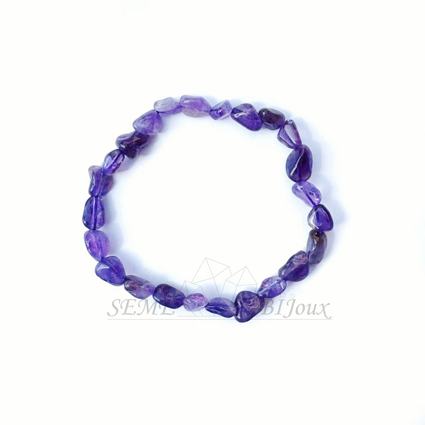 Bracelet en pierres naturelles - Améthyste pâle plate 8mm
