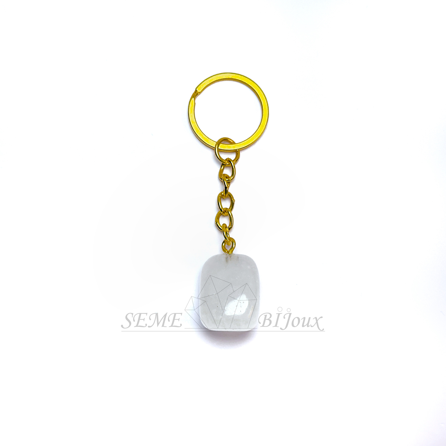 Porte-clés en pierre naturelle | cristal de roche Clarté & Purification
