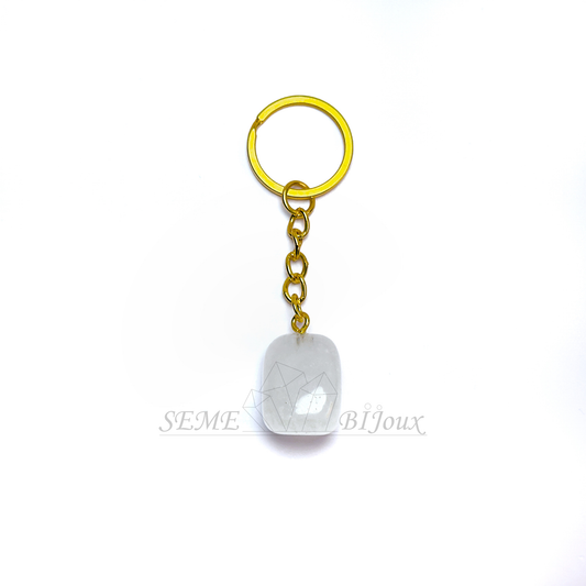 Porte-clés en pierre naturelle | cristal de roche Clarté & Purification