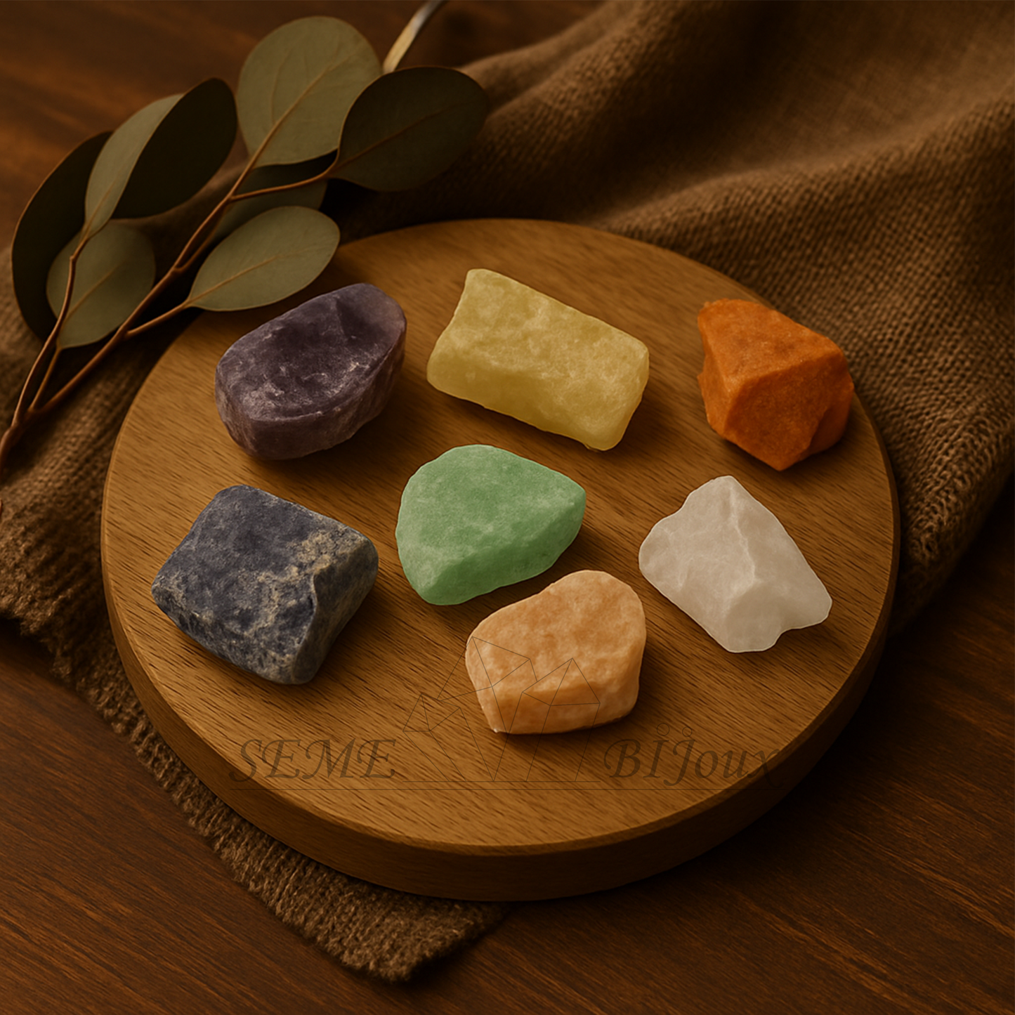 Ensemble de 7 pierres brutes naturelles | Chakras & Énergie