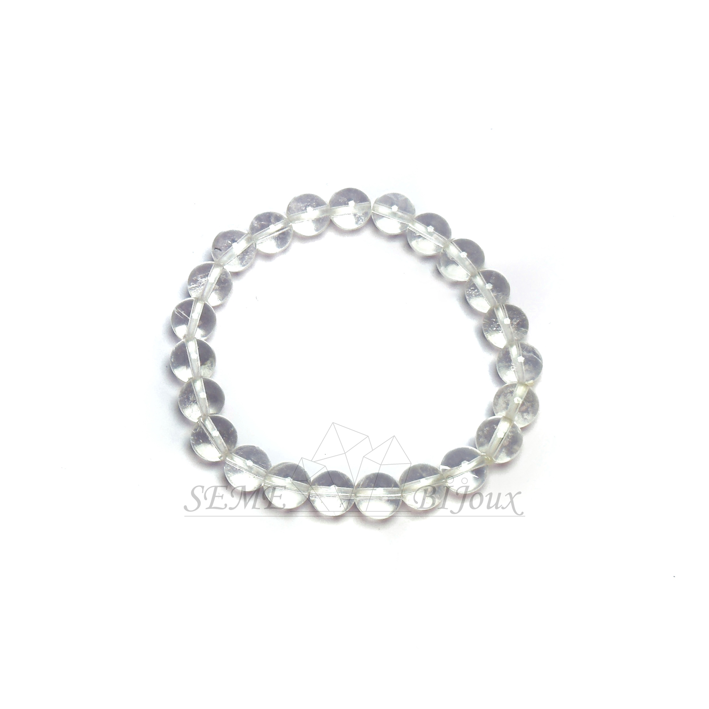 Bracelet en Cristal de Roche Naturel – Perles Ronde 8MM Transparence Pure