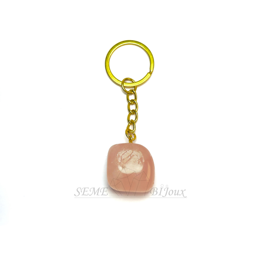 Porte-clés en pierre naturelle | Quartz rose Amour & Douceur émotionnelle