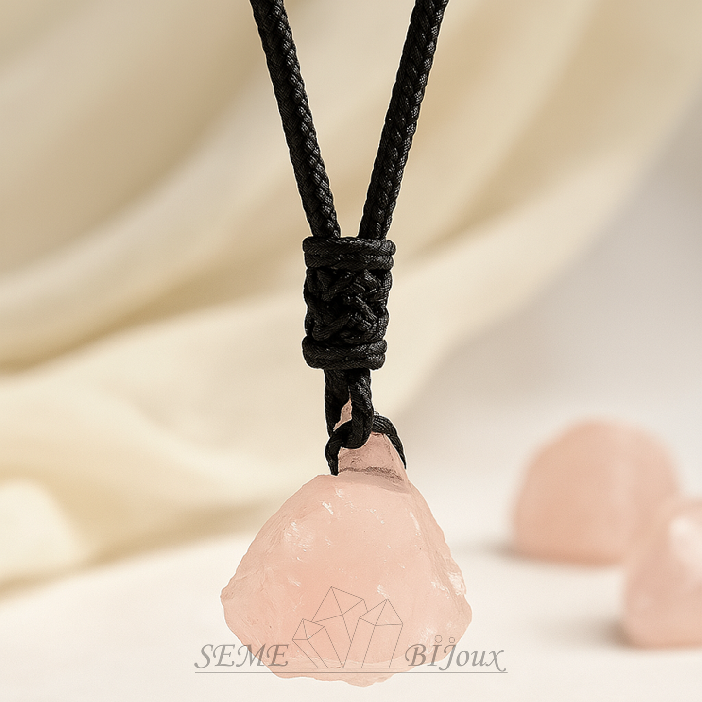 Pendentif Pierre Brute en Cristal Naturel | Énergie Authentique de la Nature Quartz rose