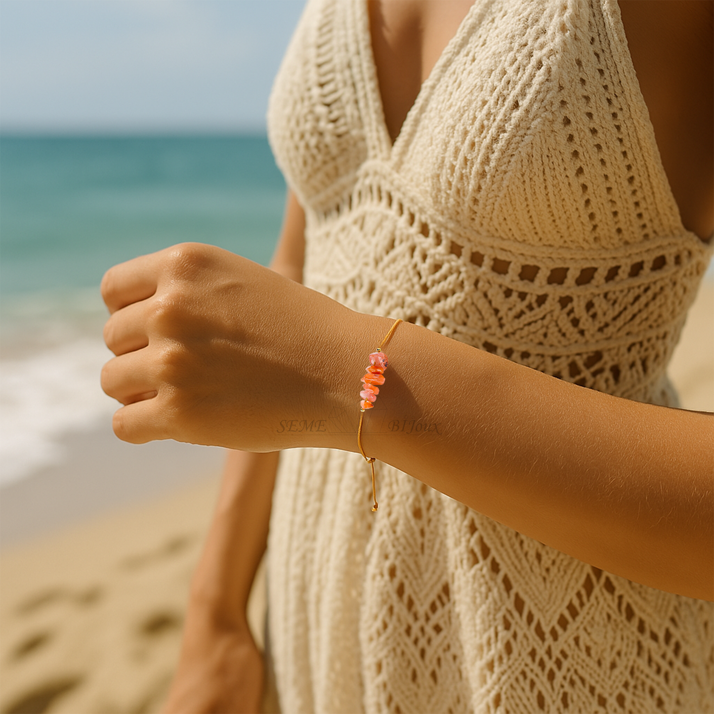 Bracelet bohème cornaline brute – Vitalité et confiance