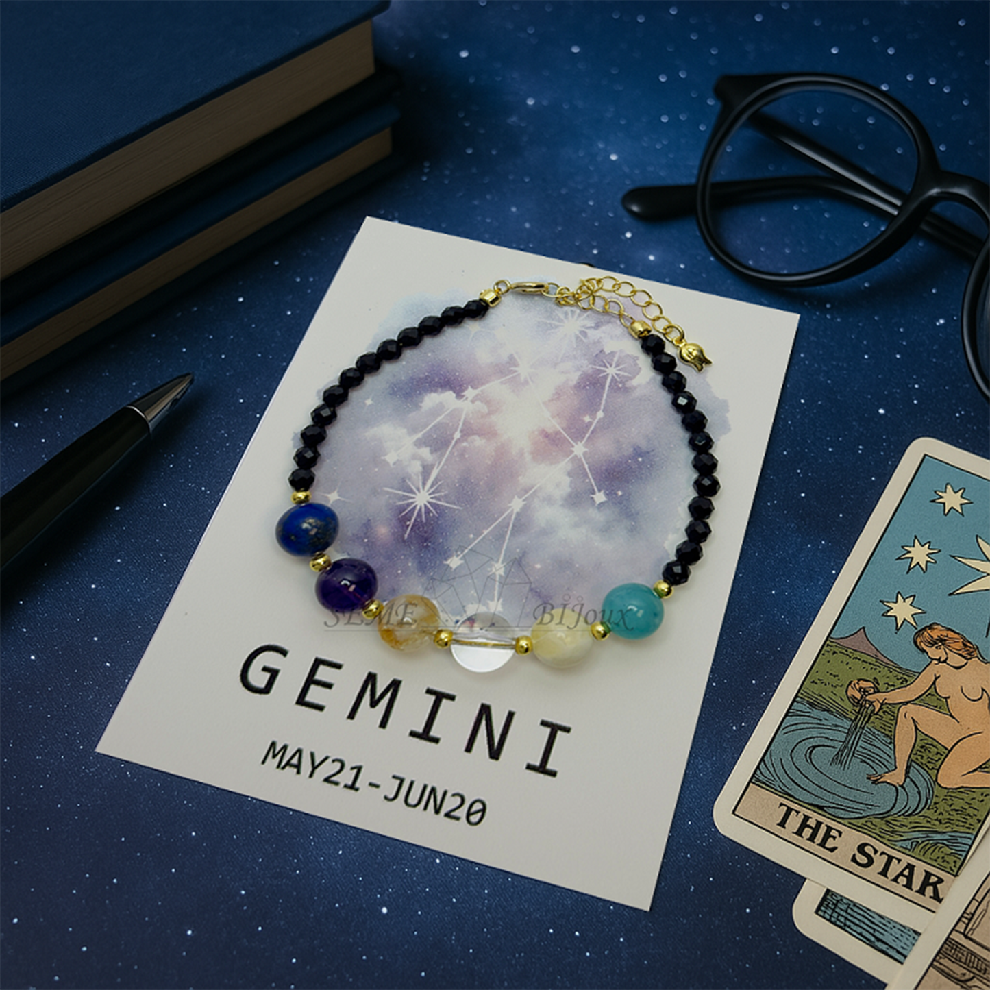 Bracelet astrologique Gémeaux – Pierre d’équilibre et d’adaptabilité – Signe du Zodiaque