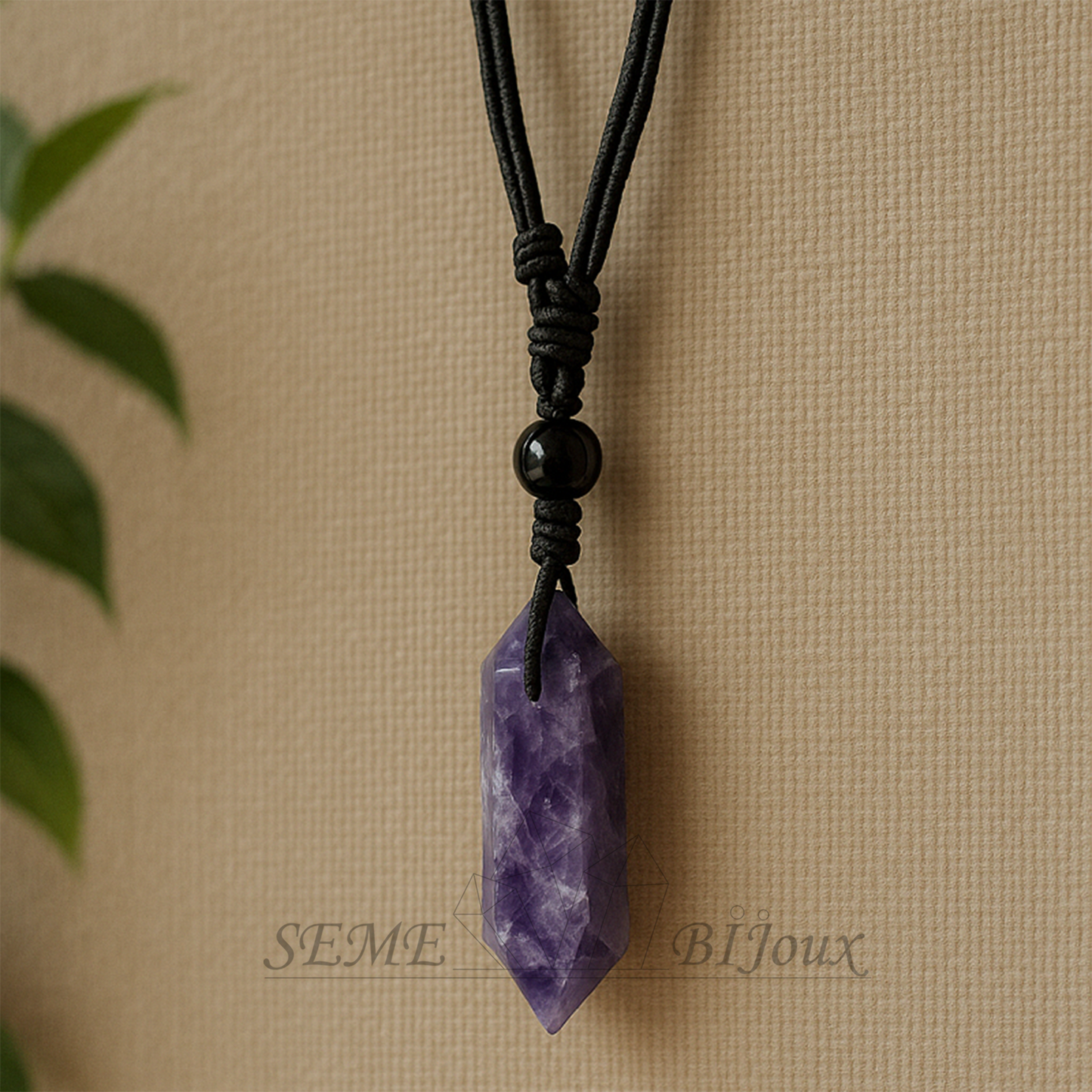 Pendentif en Cristal Naturel  Pointe Double Améthyste Élevez votre esprit