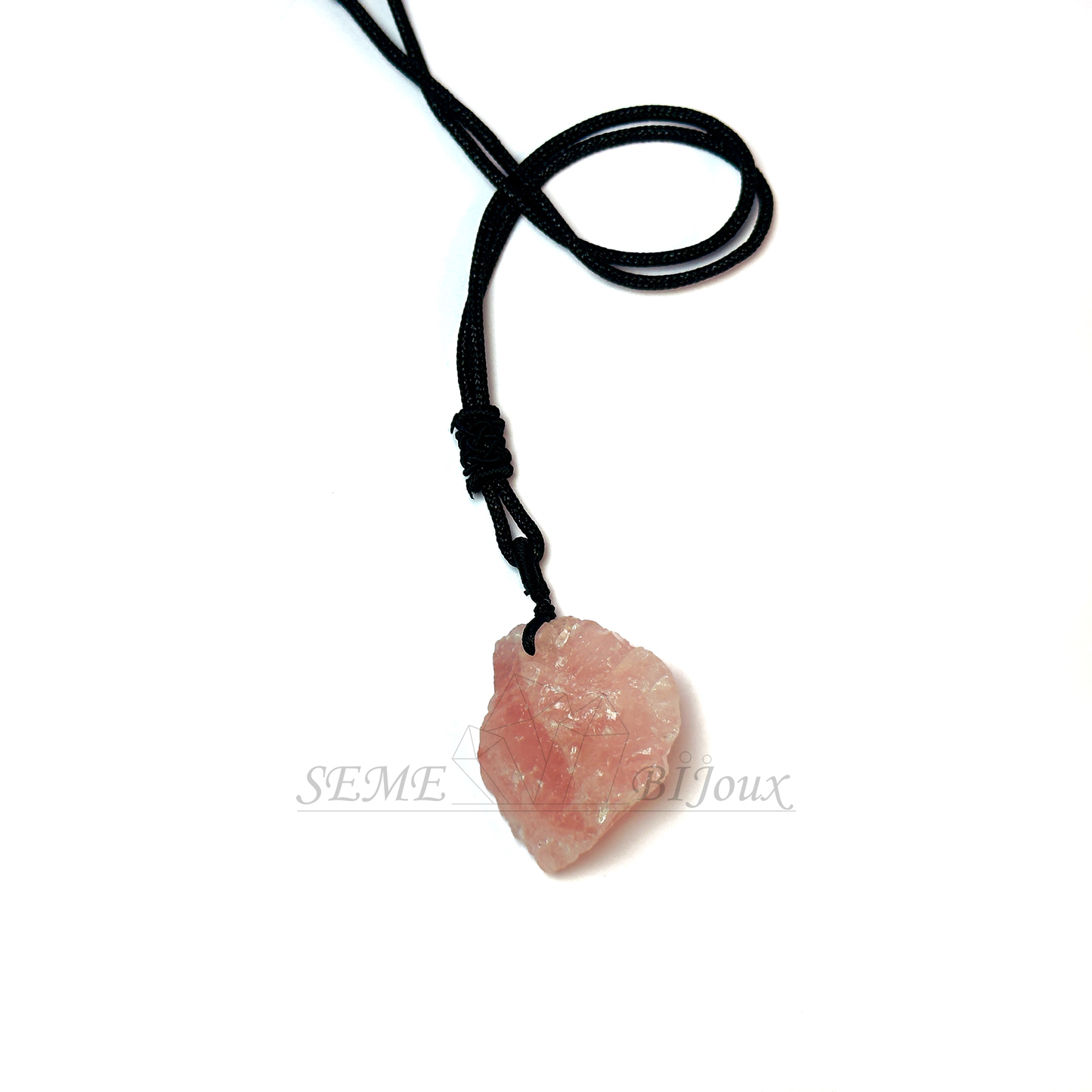 Pendentif Pierre Brute en Cristal Naturel | Énergie Authentique de la Nature Quartz rose