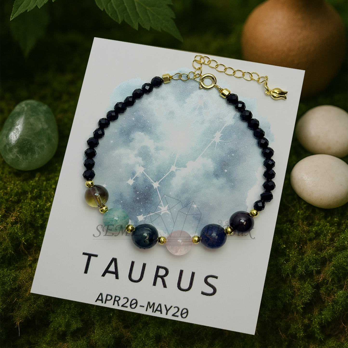 Bracelet astrologique Taureau – Pierre d’ancrage et d’harmonie – Signe du Zodiaque