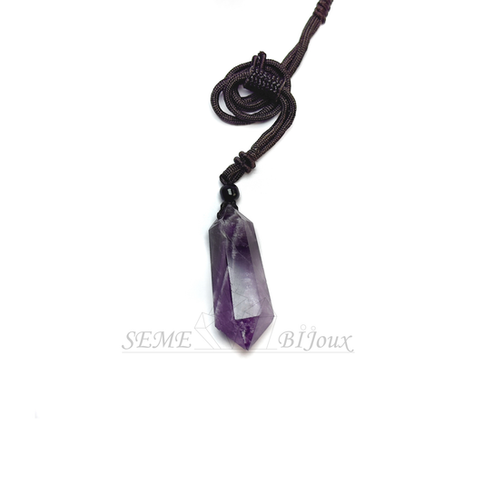 Pendentif en Cristal Naturel  Pointe Double Améthyste Élevez votre esprit