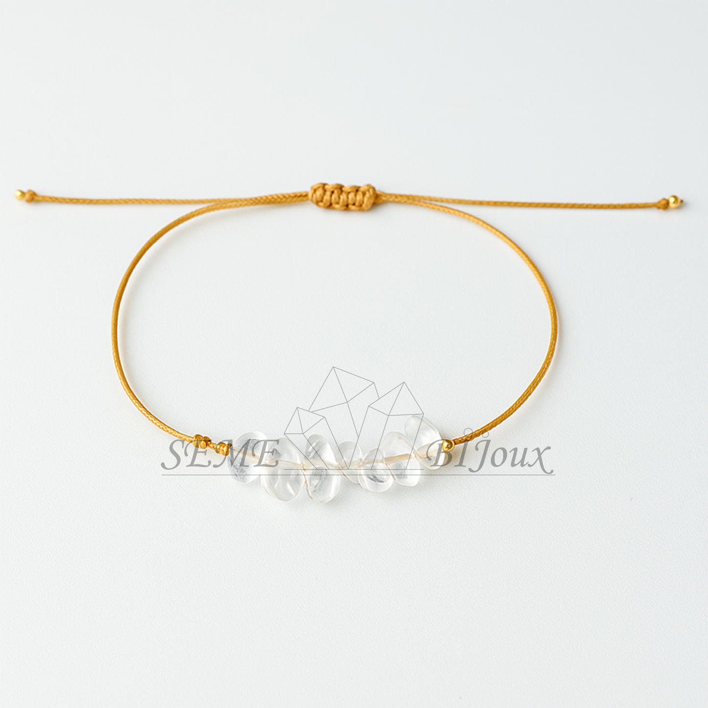 Bracelet bohème quartz clair brut – Pureté et lumière