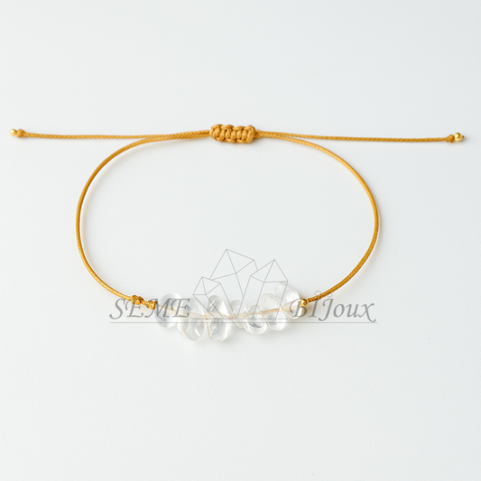 Bracelet bohème quartz clair brut – Pureté et lumière