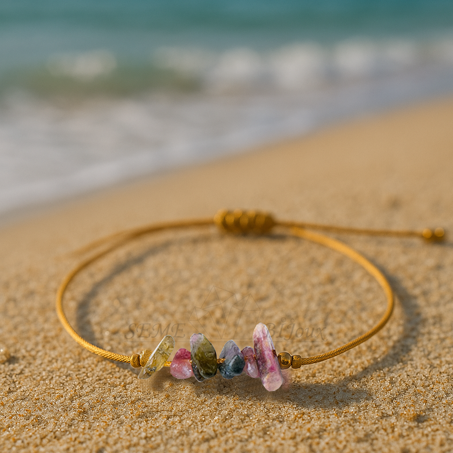 Bracelet bohème tourmaline brute – Équilibre et protection
