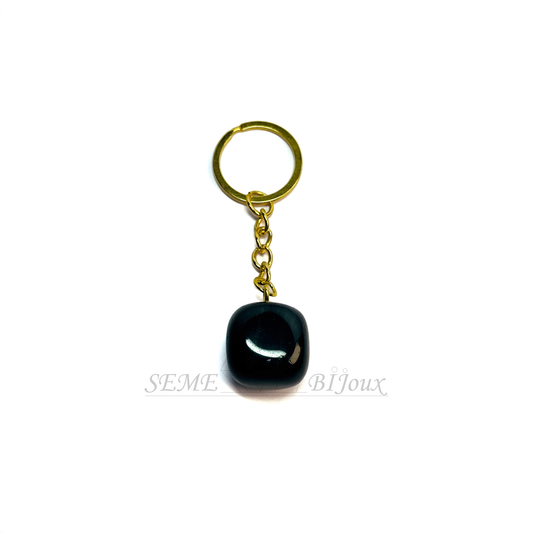 Porte-clés en pierre naturelle | Obsidienne noire Protection & Ancrage